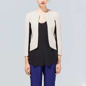 Aritzia Wilfred Exquis Open Front Color Block Blazer in Ivory and Black, sz 4